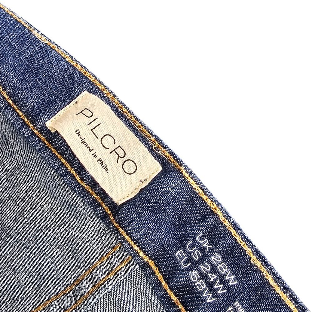 Pilcro Anthropologie Dark Blue Wide Leg Jeans Size 24W - Picture 9 of 11